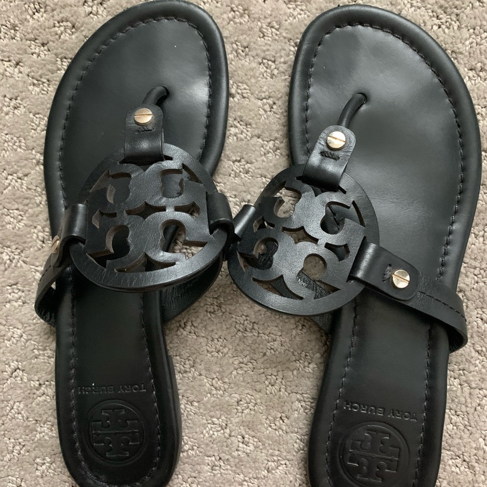 Matte Black Tory Burch Miller Sandals